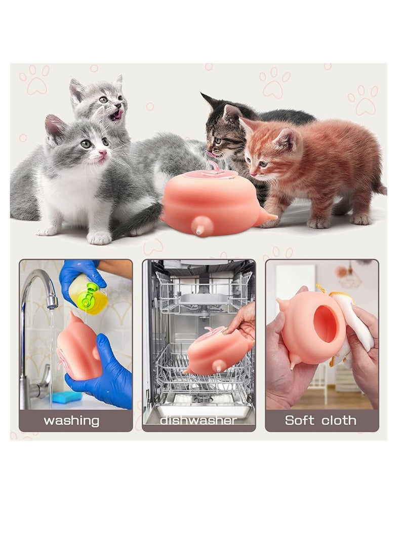 وحدة تغذية حليب الجرو مع 4 حلمات وعاء تغذية حليب من السيليكون الجرو هريرة محطة التمريض لتغذية الحيوانات الأليفة الصغيرة حديثي الولادة في غضون أسبوعين - Image 3